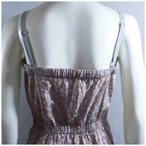 New J. Crew Sundress Sz S Grey Pink Floral Adjustable Straps Bow Tie Pockets - Picture 7 of 9